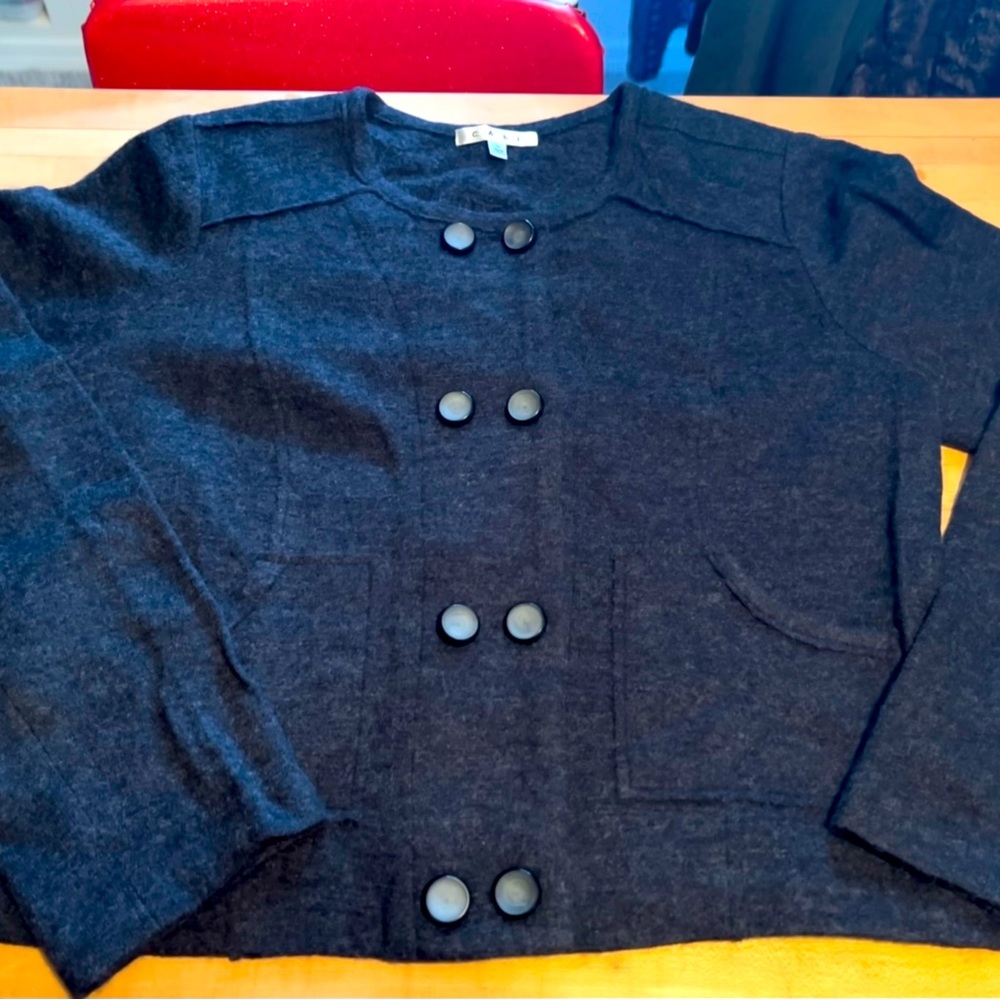Cabi Wool Cardigan Sweater gorgeous heathered gray